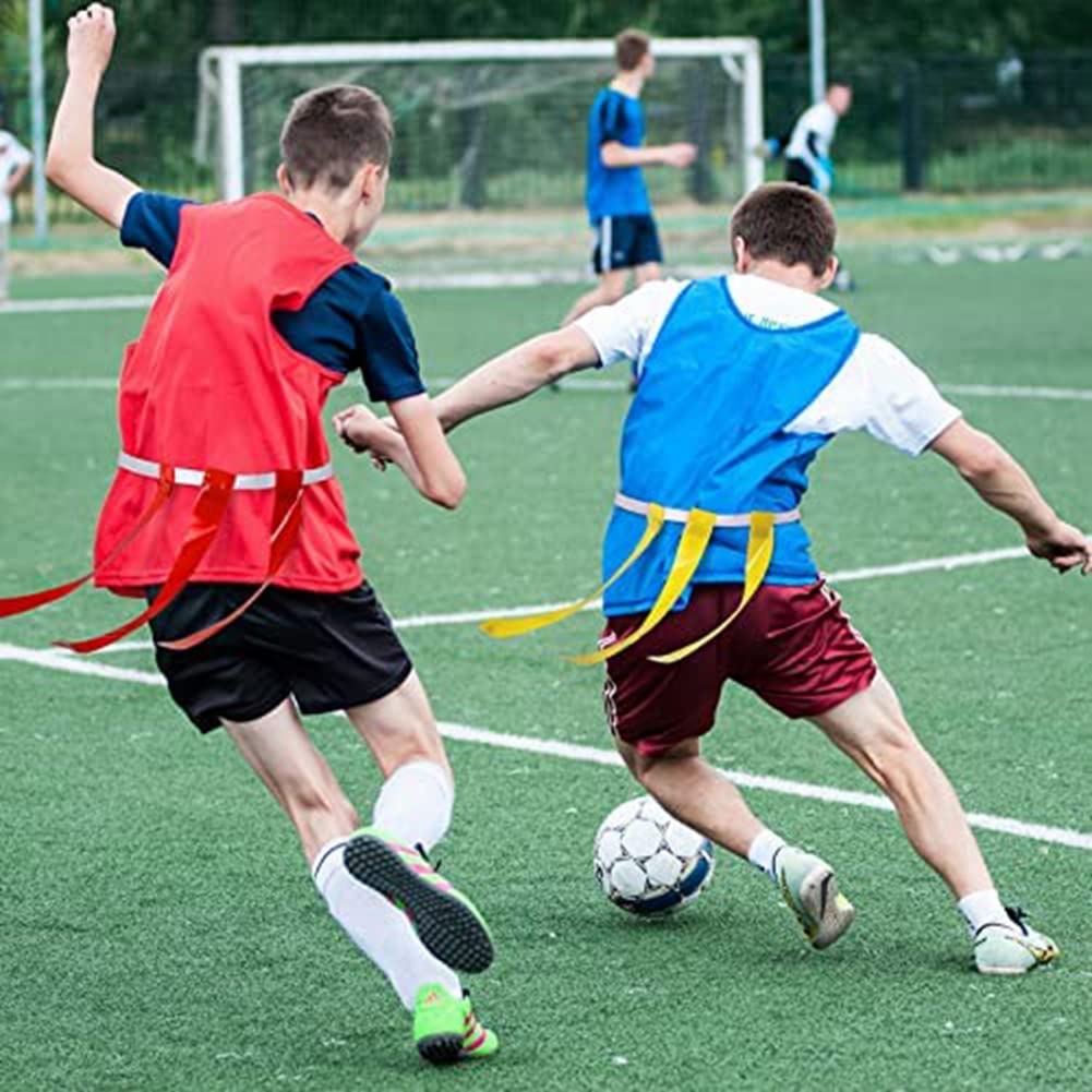 Zestaw pasków i flag piłkarskich dla 24 graczy, zawiera 24 paski, 72 flagi, 18 stożków z torbą do przenoszenia, czerwono-żółta flaga, zestaw piłkarski dla nastolatków