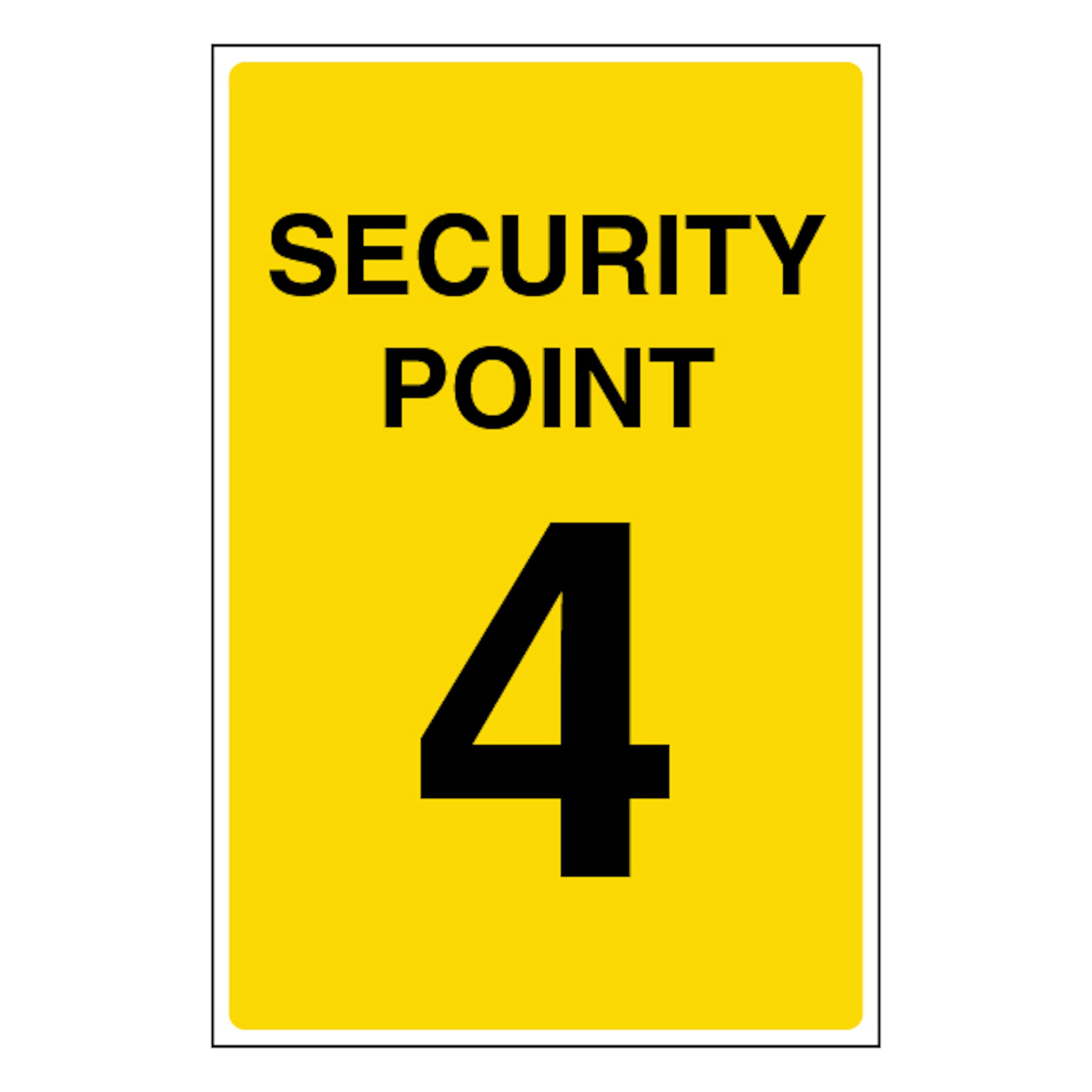 V Safety Security Point 4 100 x 150 mm - Glow In The Dark 1mm Rigid Plastic
