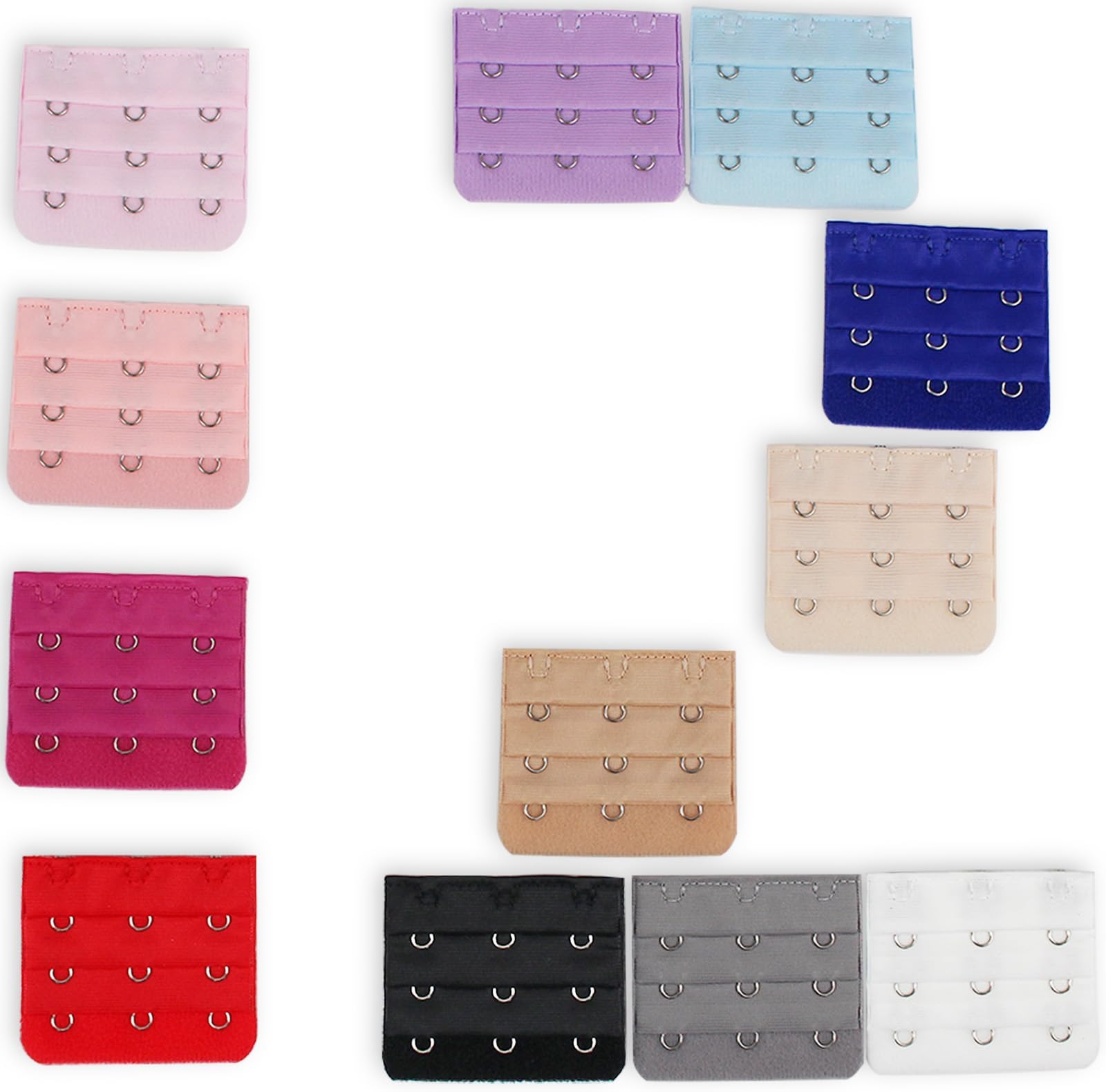 12PCS Bra Extenders 2 Hook - Multicoloured Bra Extenders, Convenient Women's Bra Extender