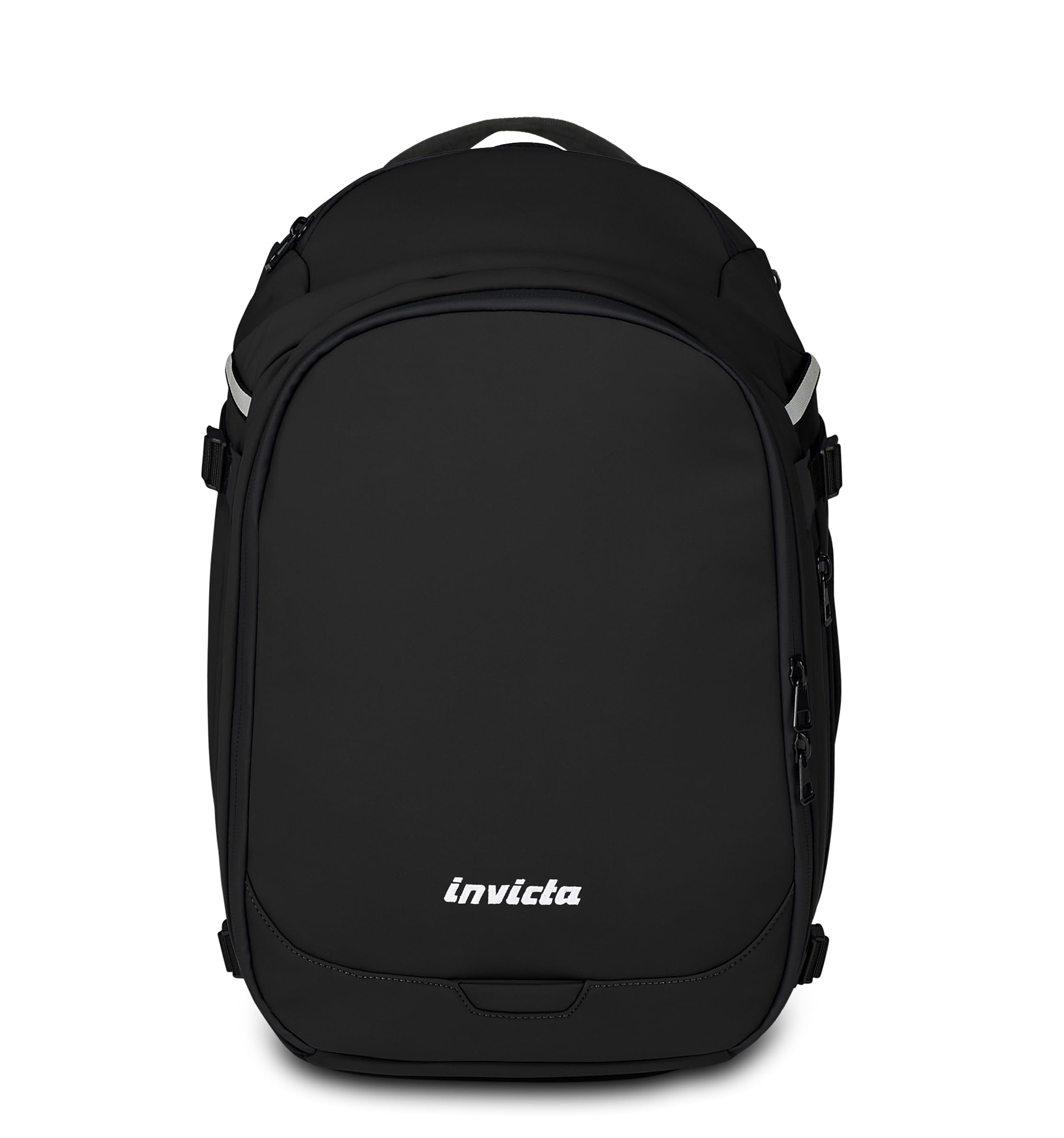 Invicta Campus S Travel Backpack, Black, Single Compartment with 15.6" PC Pocket, Water Bottle Pocket and Reinforced Base, 23.5L Hand Luggage, Work and Travel Backpack, for Men and Women, Black,
