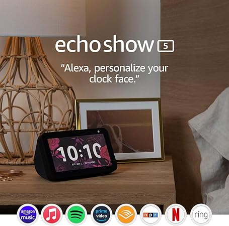 Echo Show 5 (1st Gen, 2019 release) -- Smart display with Alexa – stay connected with video calling - Charcoal