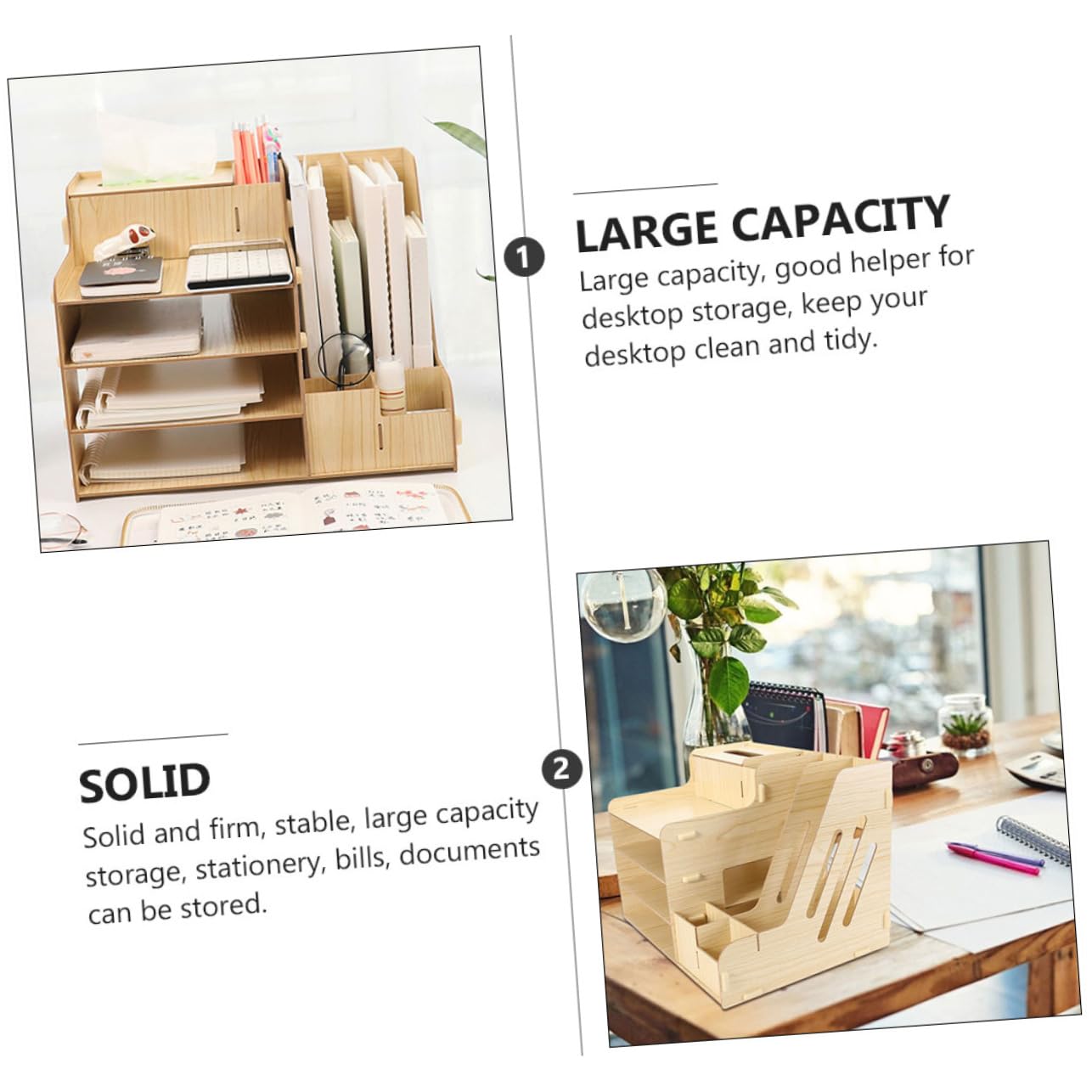 iplusmile Organizador de Archivos para Escritorio de Madera Gran Capacidad y Diseño de Múltiples Compartimentos para Almacenamiento Ordenado en Oficina y Hogar