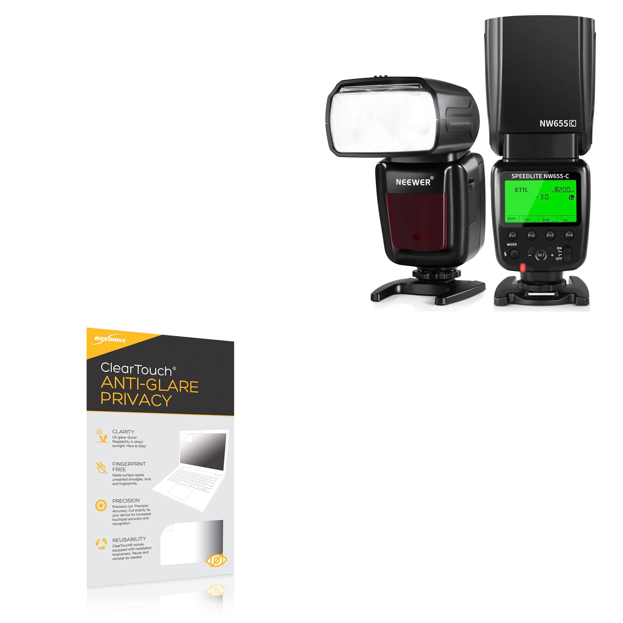 BoxWave Screen Protector Compatible with Neewer NW655 - ClearTouch Anti-Glare Privacy (2-Pack), Privacy Screen Protector Flexible Film Anti-Glare