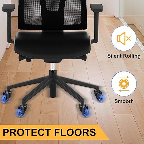 Miniatura 5 de Rueda de repuesto para silla de oficina para suelos de madera dura y alfombra, juego de 5 ruedas universales resistentes para suelos de 2 pulgadas