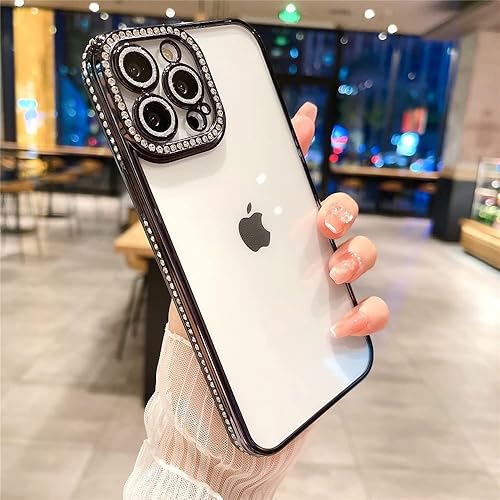 Miniatura 2 de Fycyko Funda compatible con iPhone 11 Pro Max con protector de lente de cámara de diamante con purpurina, bonita funda de cristal transparente a