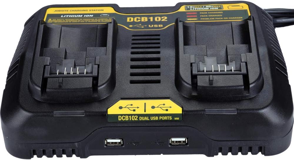 DCB102 Li-ion Battery USB Dual Port Charger For Dewalt 10.8V-20V 3.0A DCB206-2 DCB204 DCB203 DCB606-2 DCB609-2 DCB101 DCB200 DCB140 DCB105 DCB200