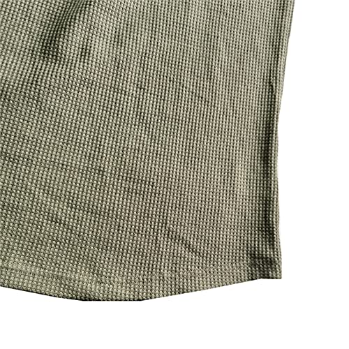Men's Henley Shirt Long Sleeve Waffle Thermal Underwear Henley Top Casual Slim Fit Lightweight 3 Button T Shirts (Green,Large)4