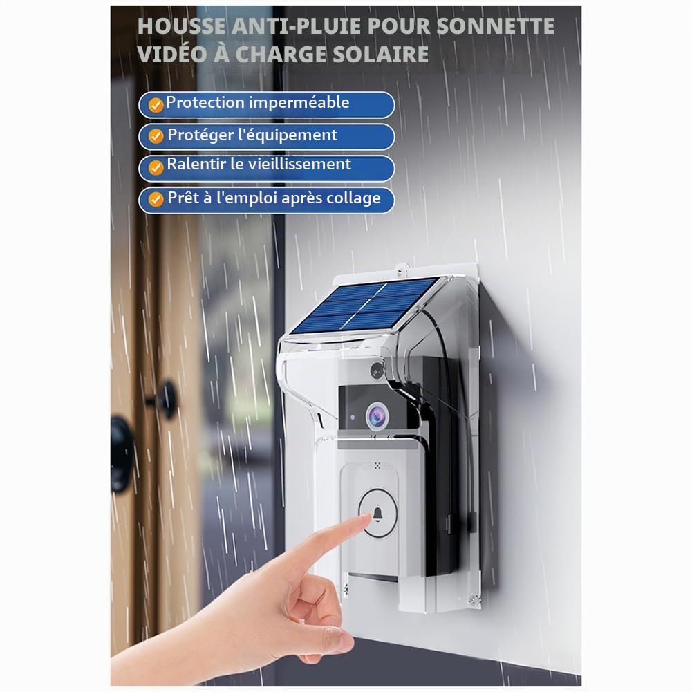 Sonnette WIFIvisual Sans Fil avec Chargement Solaire, Vision Nocturne, Étanche, pour Maison Intelligente, HD, Interphone Bidirectionnel, Voix