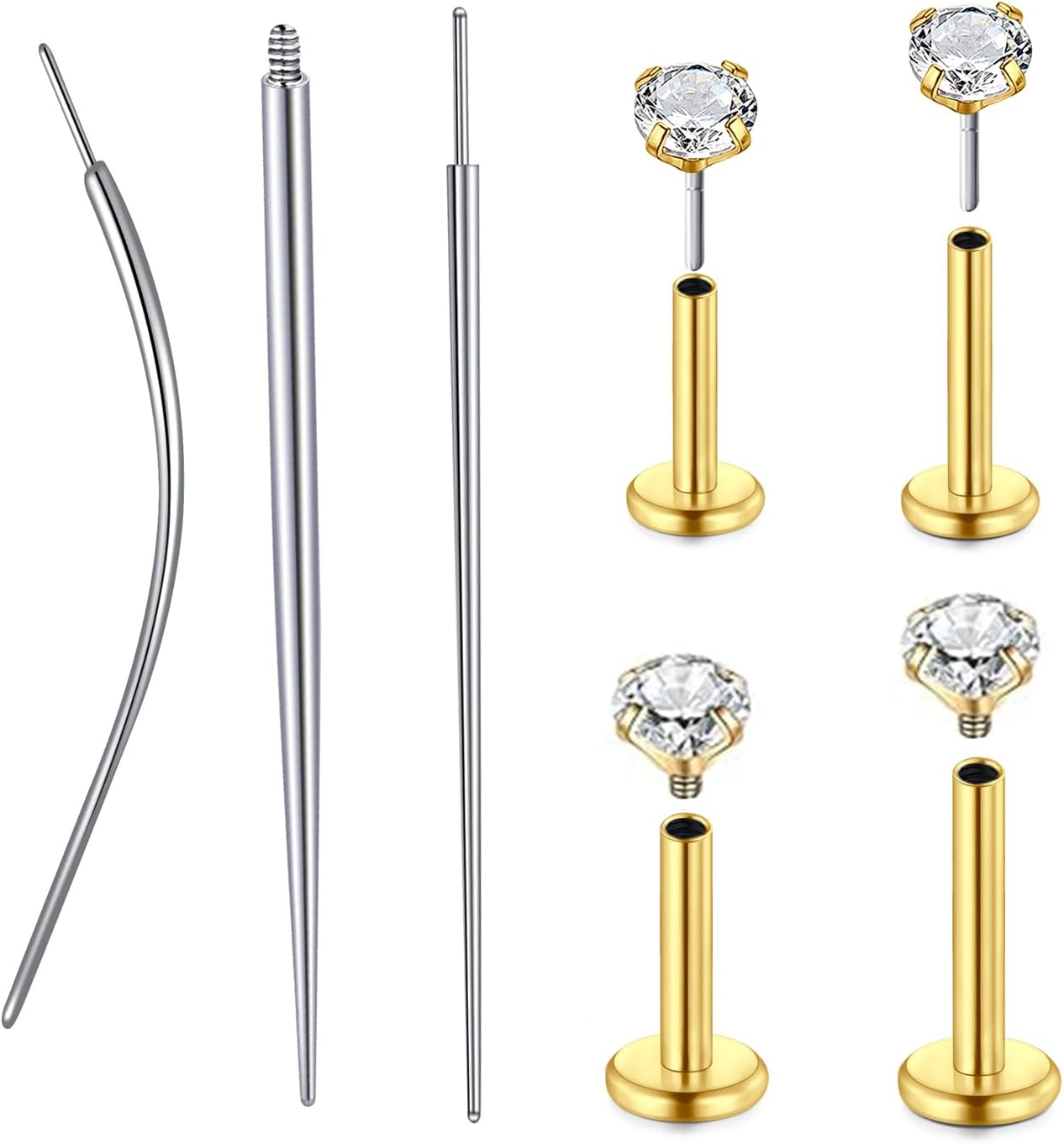 QWALIT Piercing Taper Threadless Insertion Tool - Titanium Labret Pin 16g, 18g, 20g