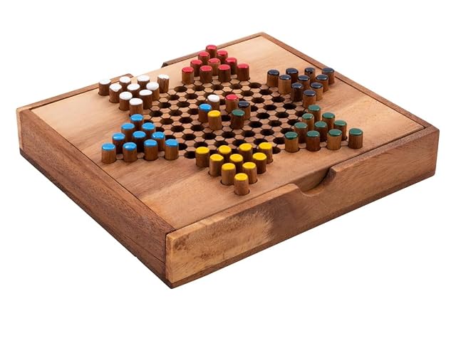 Foto 2 de 2 de Engelhart - 350300 - Damas Chinas en una Caja de Madera - Juego de Mesa de 2 a 6 Jugadores - Juego ecológico
