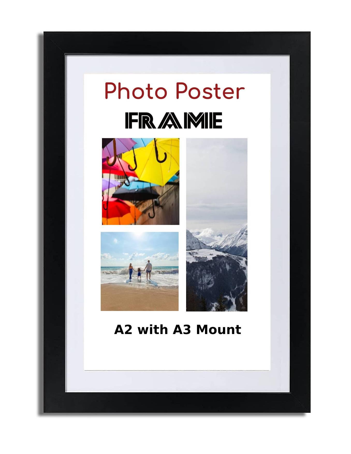 Black Poster Frame With White Mount A2 For A3 Print Wall Picture Hanging Frame - Portrait And Horizontal Wall Hooks Photo Frame For Display Art Work - Jigsaw Puzzle