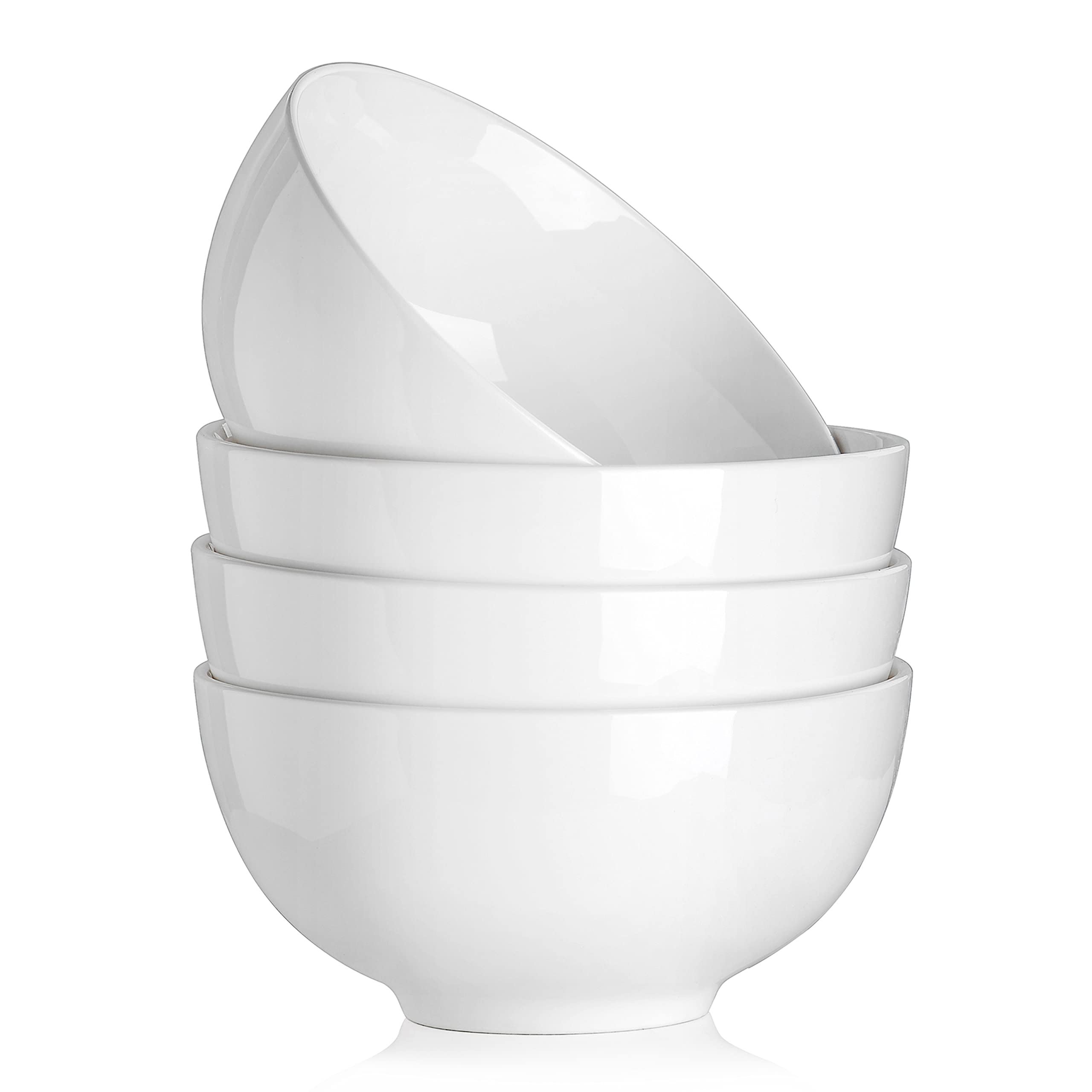 MALACASA, Series Regular, 1250ml White Porcelain Bowl/Cereal Bowl/Soup Bowl/Pasta/Dessert Bowl/Breakfast Bowl/Ice Cream Bowl/Snack&Dip Bowls(18 * 18 * 9cm), Set of 4
