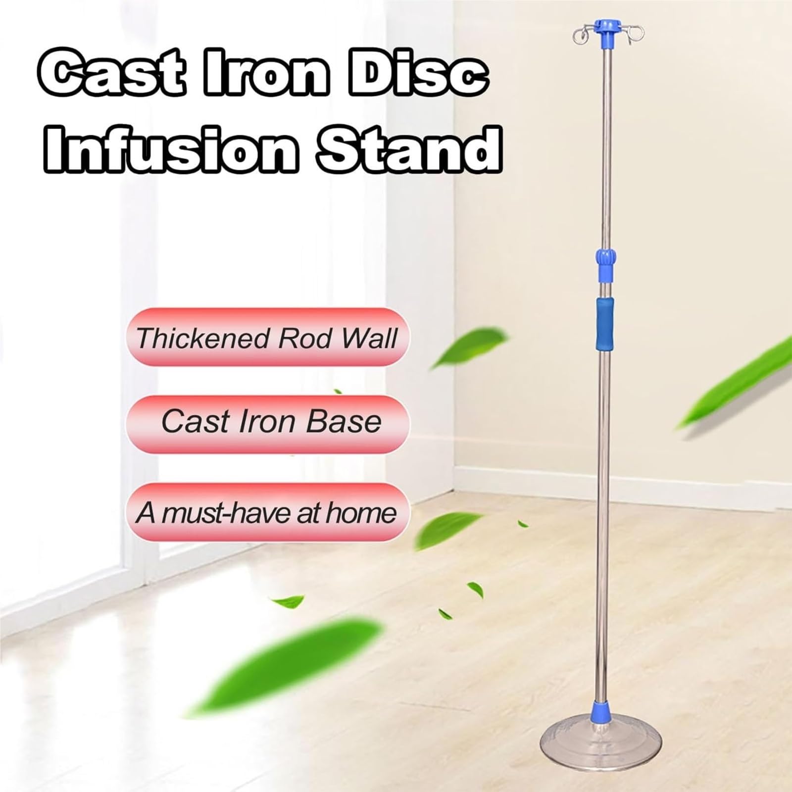 Soporte rodante for portasueros de acero inoxidable resistente portabotellas | Soporte for bolsa intravenosa de 4 puntas y altura ajustable 5 ruedas giratorias