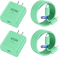 Vista 19 de Cargador para iPhone 17 16 Pro Max de carga rápida, 45W USB C Cargador súper rápido bloque con cable de carga tipo C de 3.05m para iPhone 17 Pro