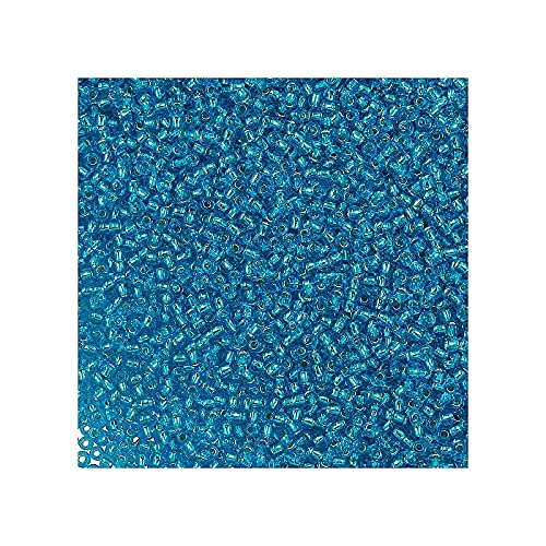 10 g TOHO Round Seed Beads Rocailles, Size 8/0, Silver Lined Dark Aquamarine (# 23B), Japan, Glass — image 1