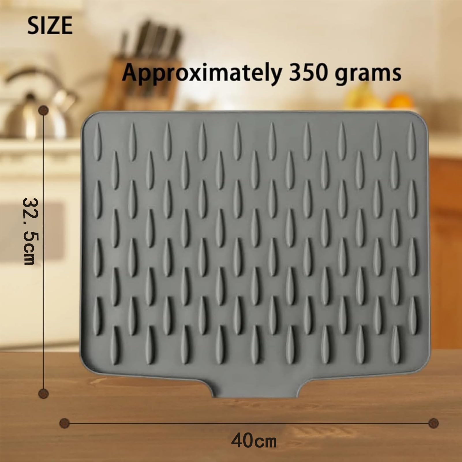 Silikon-Abtropfmatte Für Die Spüle – Auslaufsicher, Hitzebeständig, Rutschfest, 40 X 32,5 Cm, Grau, Für Küchenarbeitsplatte