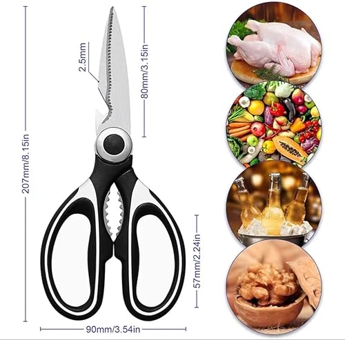 Miniatura 3 de Tijeras de cocina, tijeras de cocina resistentes aptas para lavavajillas, tijeras de utilidad para todo uso, acero inoxidable afilado para cocinar