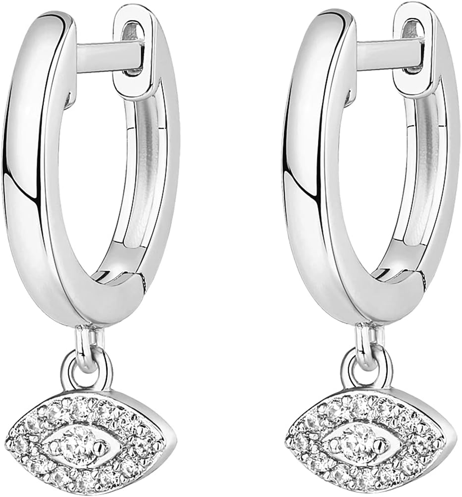 PAVOI 14K Gold Plated S925 Sterling Silver Post Lightweight Drop/Dangle Huggie Earrings for Women | Religious Ornament: Cross, Evil Eye, Clover, Celtic | Dainty Earrings for Women - Image 3