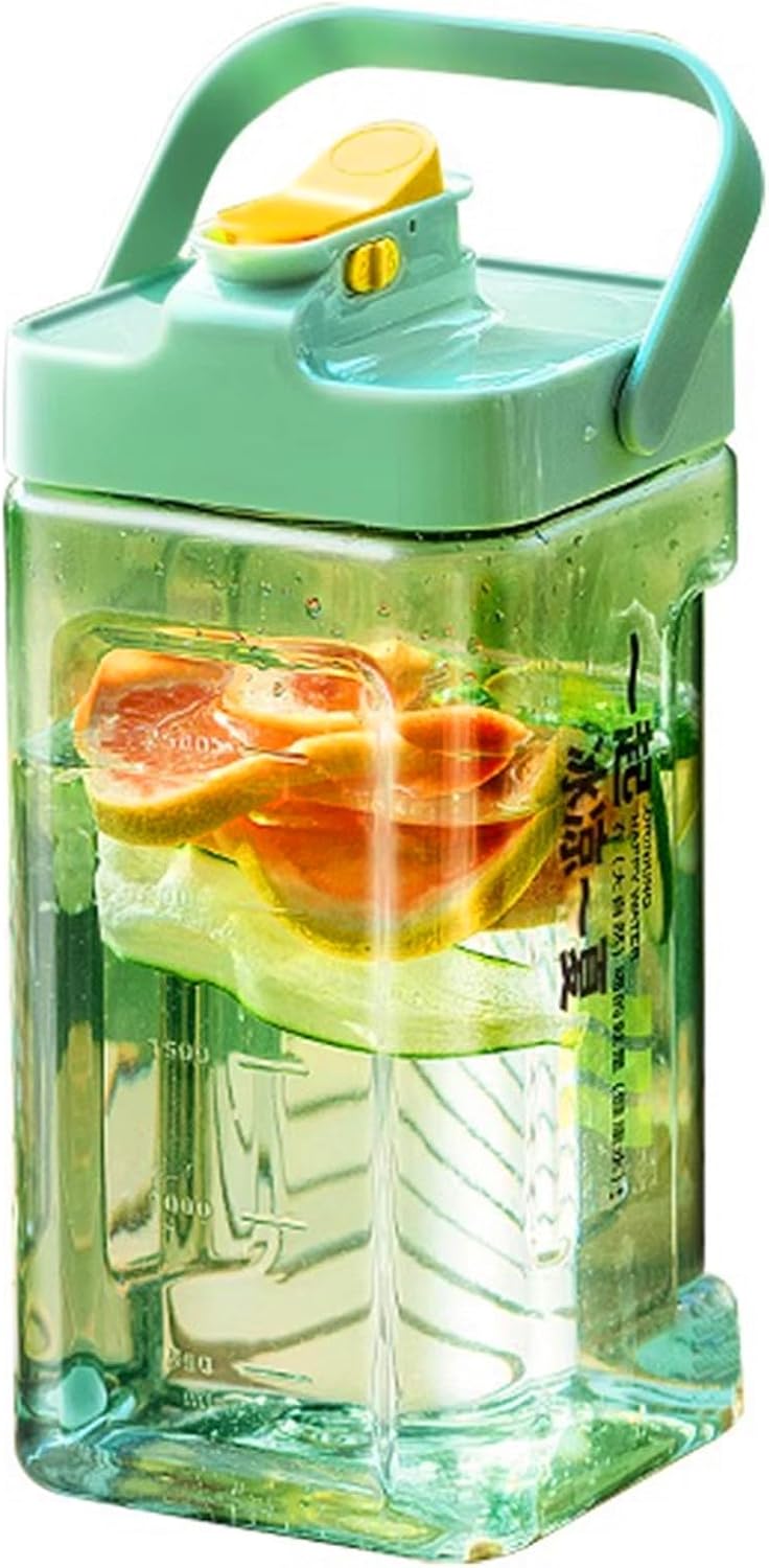GeRRiT 123fl oz cold water bottle, clear plastic kettle with lid, refrigerator kettle, BPA-free, shatters resistant, perfect for iced tea, Sangria, lemonade, juice, milk, etc (light green), neutral