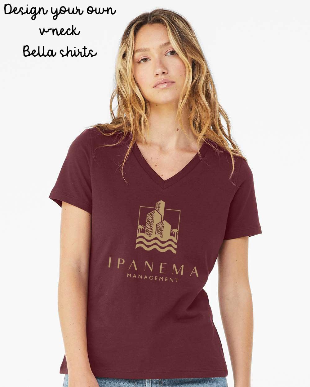 INK STITCH 6405 Women Bella Canvas Custom Printing Design Your Own Relaxed V-Neck T-Shirts