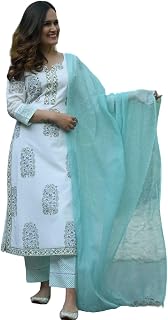Vidusha Cotton Kurti Pant Dupatta Set For Women's Price In India