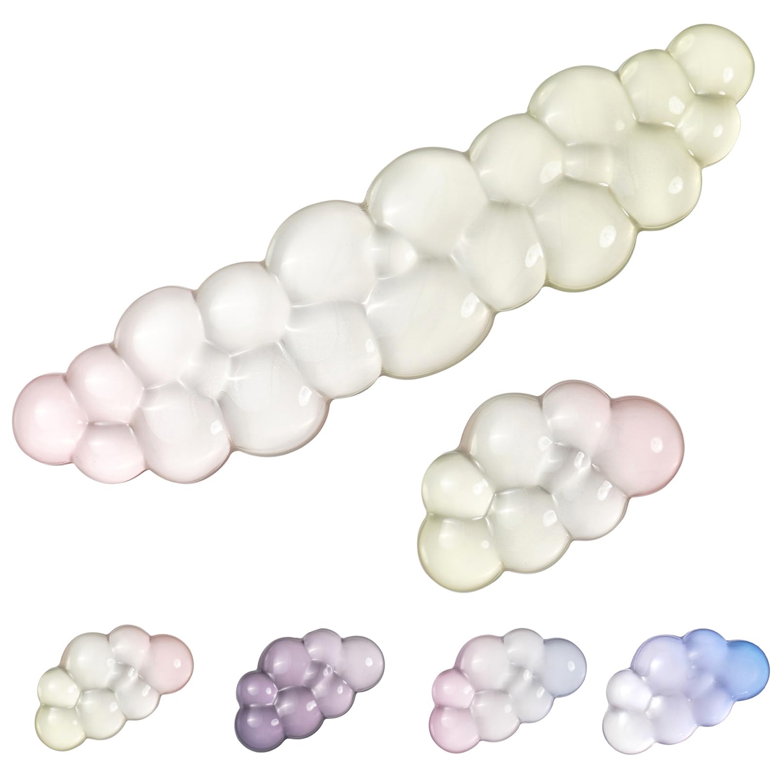 SUEHIODHY Gel Keyboard Wrist Rest Cloud Set, Clear Ergonomic Wrist Support and Arm Support Keyboard Rest for Typing Pain Relief, with Non-Slip Soft