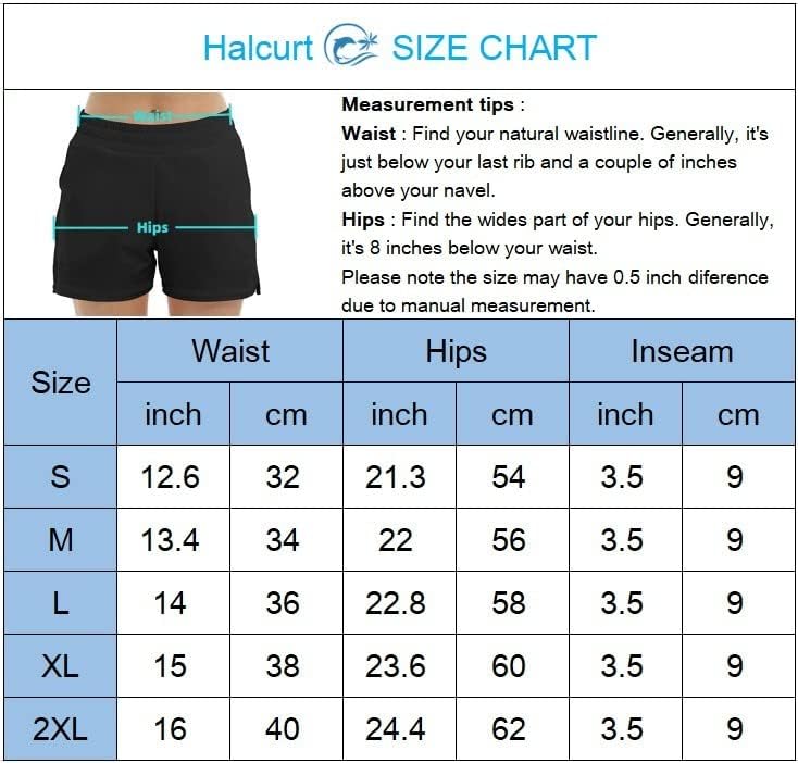 Halcurt Women's Swim Board Shorts with Side Pocket UPF50+ Quick Dry Swimsuit Bottom Beach Shorts with Liner