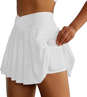 2025 - Falda de tenis de yoga transparente plisada de color liso para mujer de cintura alta para deportes al aire libre y fiesta de fitness diaria sin vientre