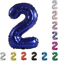Vista 136 de YPSelected Globo de aluminio grande de 32 pulgadas con número de helio, cumpleaños, boda, fiesta, 0-9 (azul bebé, 2)