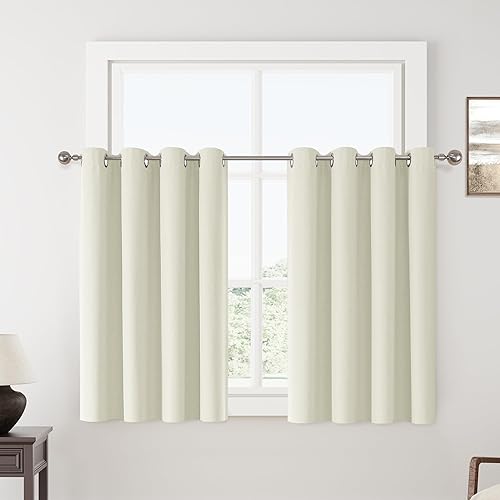 Miniatura 237 de ChrisDowa Cortinas 100% opacas de abedul liso de 96 pulgadas de largo, 2 paneles para dormitorio, sala de estar, oscurecimiento de la habitación de