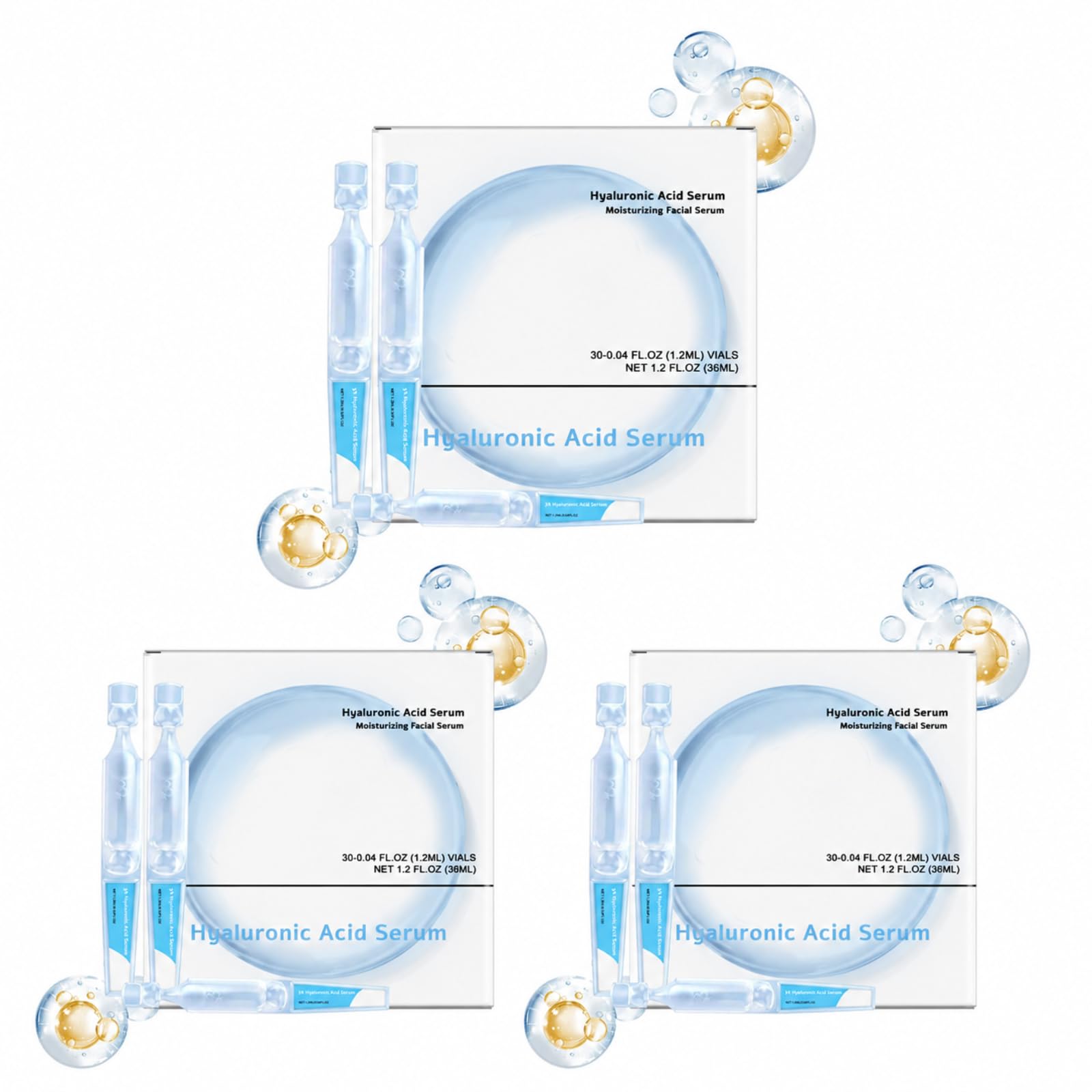 3% Ampułki z serum kwasu hialuronowego, ultra nawilżające do suchej wrażliwej skóry, 30 x 1,2 ml