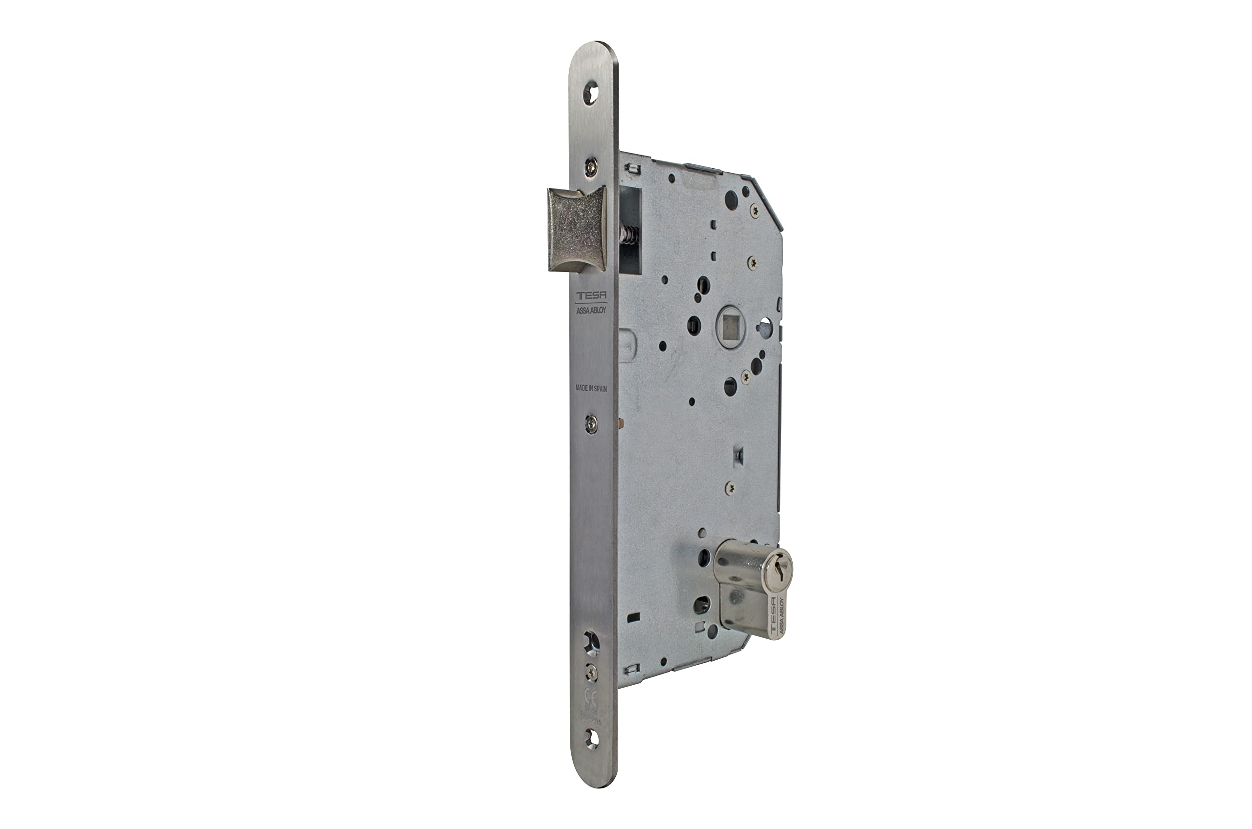 Tesa Assa Abloy 2039F6RAI Cerradura De Embutir Para Puertas De Madera Cortafuegos Con Cilindro Inoxidable Entrada 60 mm/Frente Redondo2039F