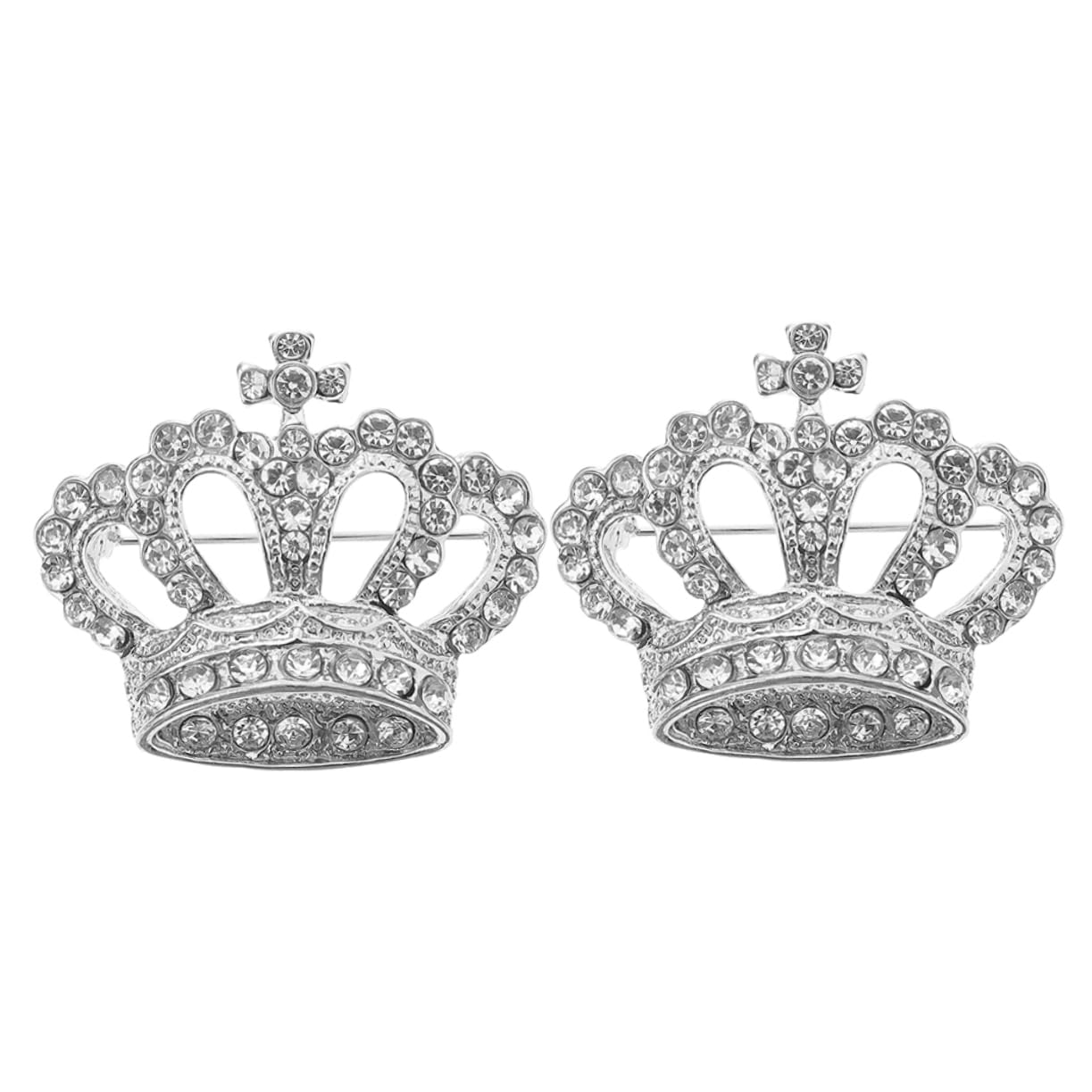 4Sets Crown Circon Pins Broche Broche Pin Aleación Silver 2pcs*4