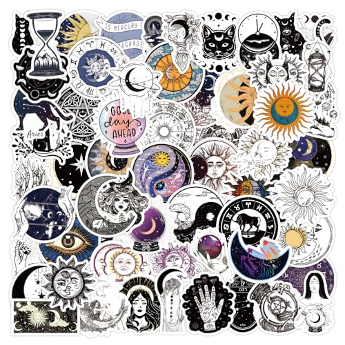 Aesthetic Astrology Stickers 62 Pack Vintage Celestial Vinyl Decals for Laptop, Water Bottle,...