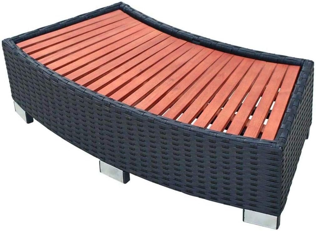 Tidyard Spa Step, Black PE Rattan Large Durable Hot Tub Step, 17.7x36.2x9.8 Inch Rectangular Spa Ladder for Indoor Outdoor Use