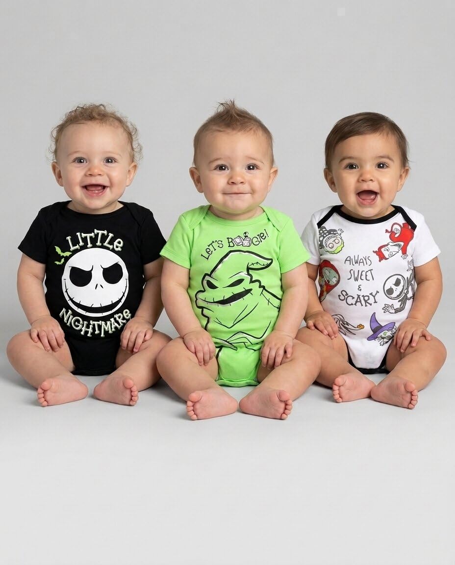 Disney Nightmare Before Christmas Sally Jack Skellington - Paquete de 5 mamelucos para recién nacidos a bebés