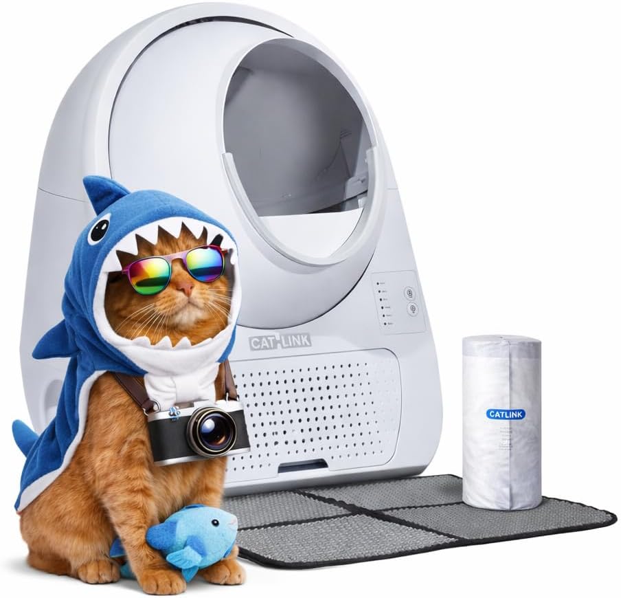 CATLINK 2025 Upgrade Automatic Cat Litter Box Self Cleaning for Multiple Cats with Mat, Double Odor Removal, Cat Litter Box for Cats from 3.5 22 lbs