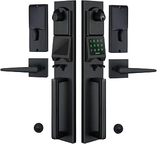 NEWBANG Smart Electronic Door Lockset with Keypad for Double Door,Keyless Electronic Front Door Handleset(Keyed & Dummy Set),MMDHST2016DB-E-SET-1