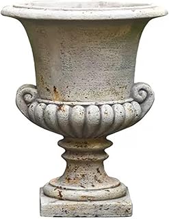 Vintage European Garden Urn Planter, Decorative Cement and Fiber Flower ...