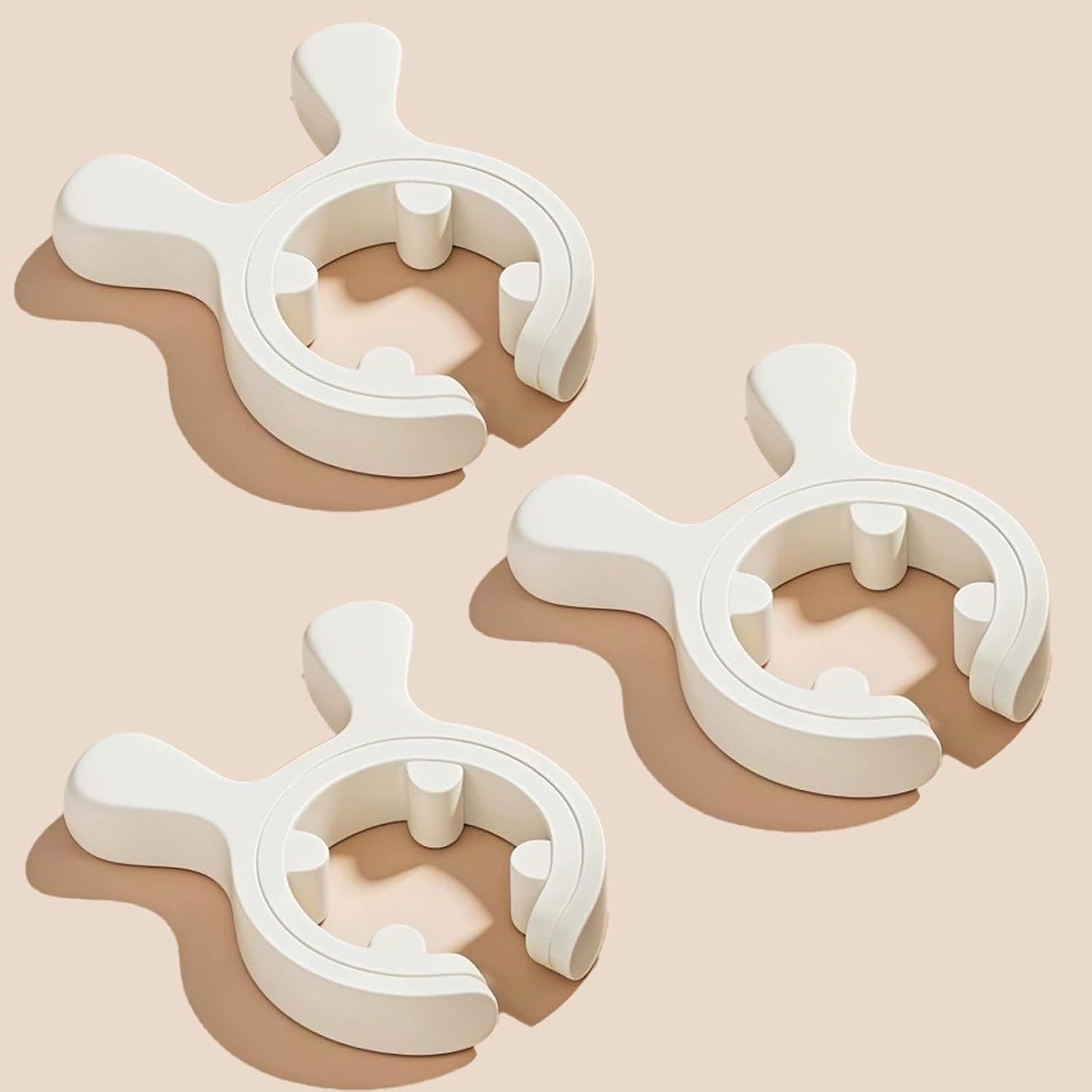 3 Pack Silicone Pot Clip Utensil Rest, Deer Antler Spoon Holder for Pot Handles, Boil Over Guard & Lid Lifter, Heat Resistant Spoon Rest for Kitchen, Fits Handles 0.5" or Thicker (beige -3PCS)