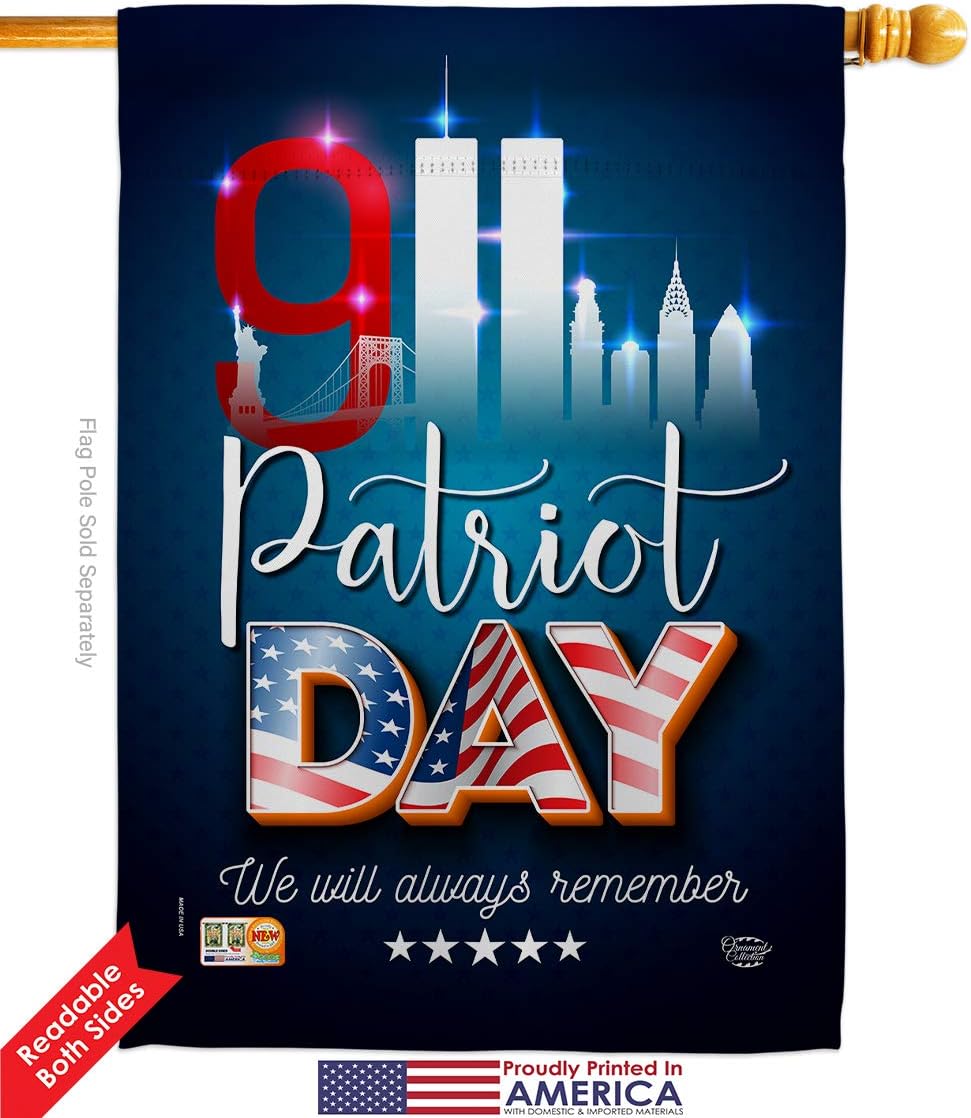 911 Remember Honor House Flag Set Americana Patriot Day World Planet Peace Environment Awareness United State American Small Decorative Gift Yard Banner Double-Sided Made In USA 28 X 40