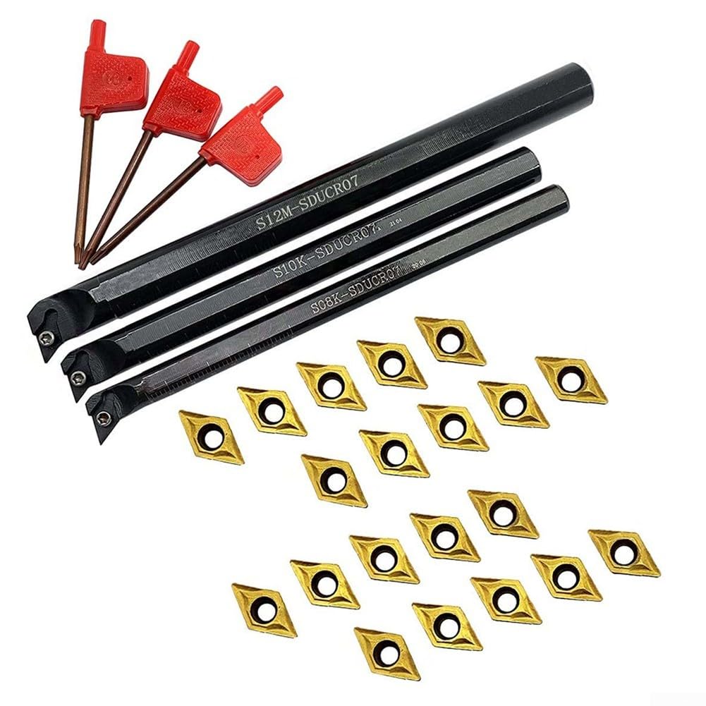 Lot de 3 barres d'alésage internes haute performance et 20 inserts pour une coupe efficace des matériaux