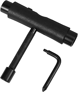 INOOMP Chave de skate Longboards Ferramenta de Skate Ferramenta de Catraca Ferramenta de Skate Ferramenta de Skate Chave de Crowfoot Chave de catraca Ferramenta T para Skate Chave Tipo T Chave Chave Tudo em Uma Chave de Fenda Aço Preto