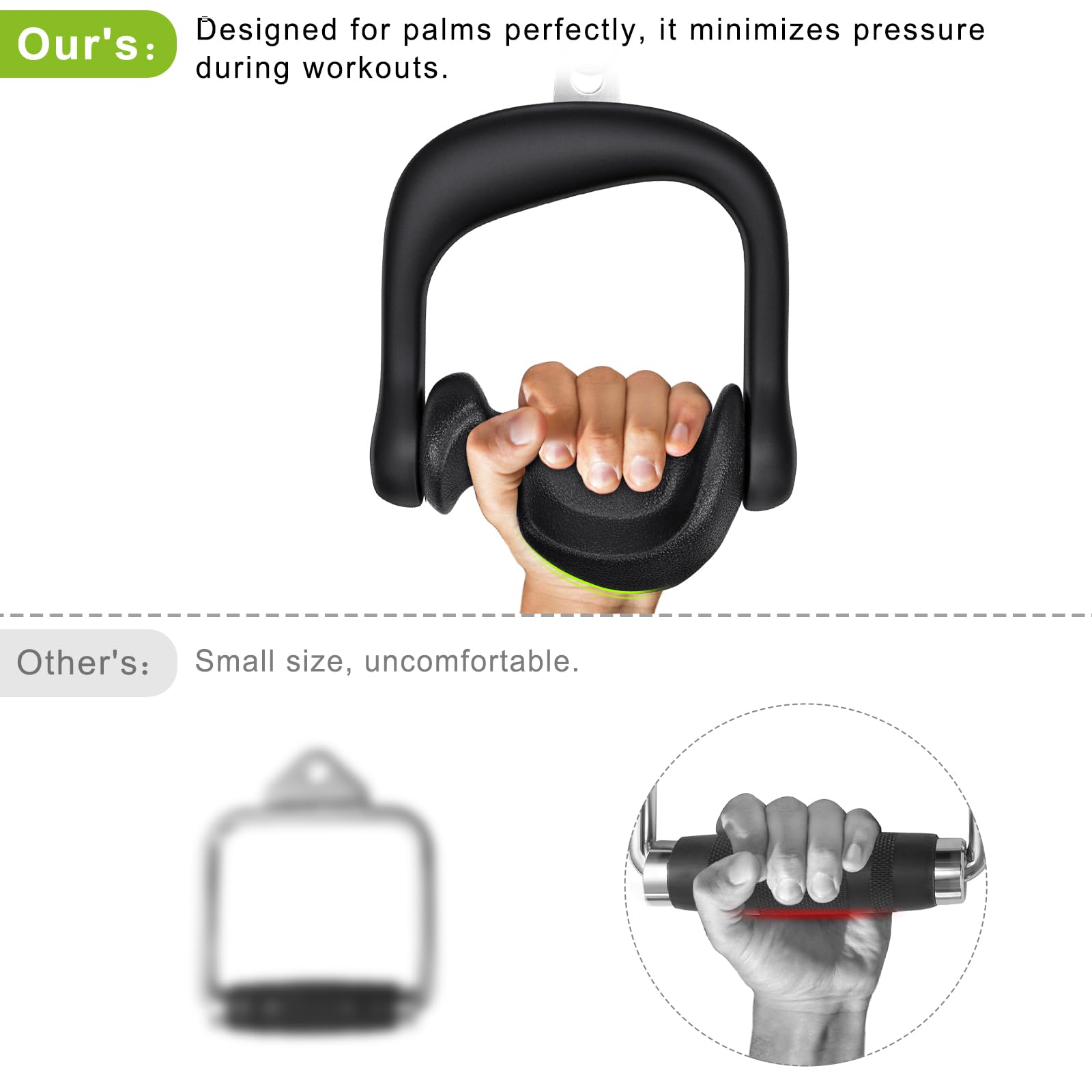 BeneLabel Gym Poignée, 2pcs Poignées de Résistance Poignée Tirage Musculation Accessoire pour Bande d'entraînement Système Poulie/Pilate/Yoga/Exercice Tricep Croisé/d'équipement Force 2 Mousqueton