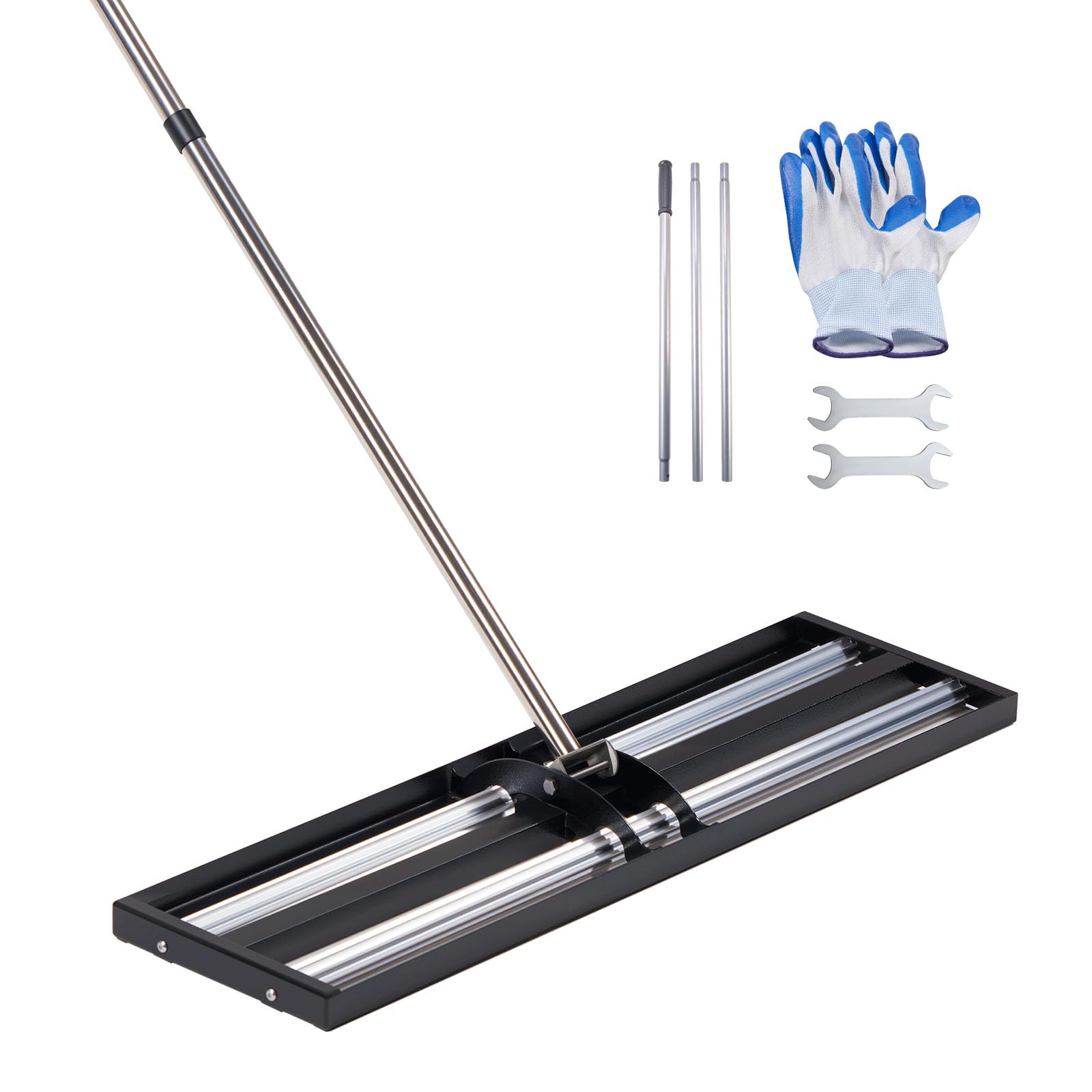 VEVOR Grabie 254 x 914 mm Rolka ze stali nierdzewnej Wyrównanie trawnika z regulowanym uchwytem 213 cm, do ogrodu na farmie pole golfowe