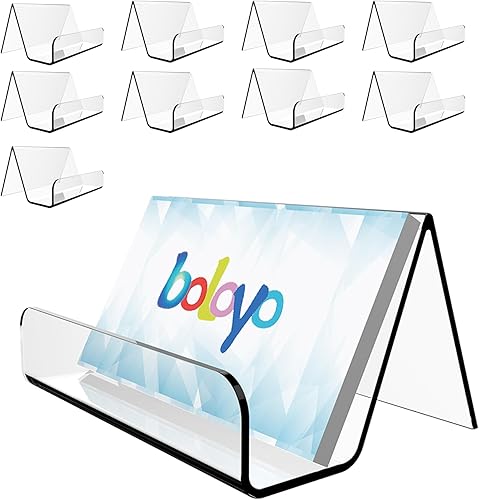 Soporte acrílico para tarjetas de visita para escritorio, 10 unidades, soporte para tarjetas de presentación, organizador de tarjetas de nombre,
