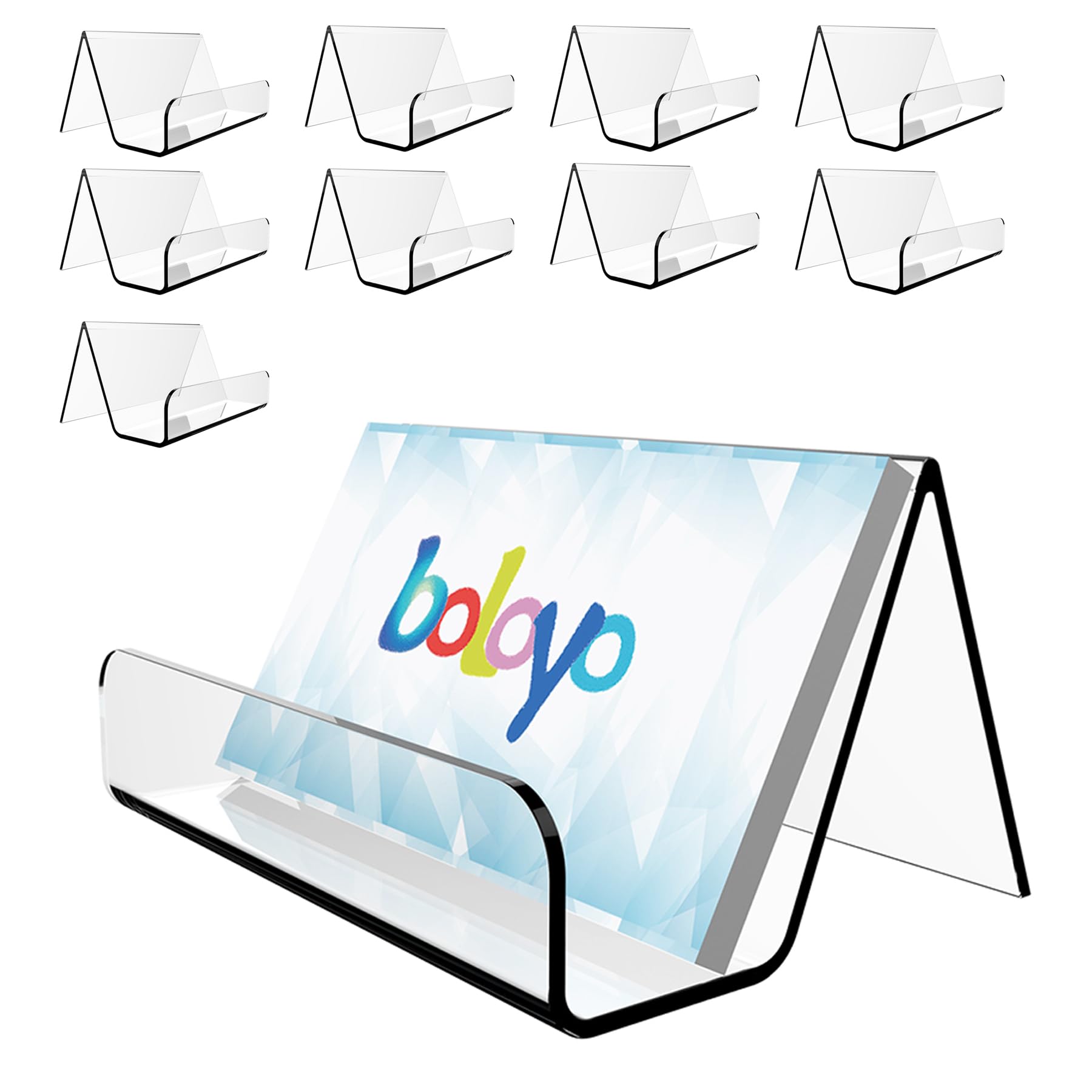 Photo 1 of **Only one***Boloyo Acrylic Business Card Holder for Desk , 10PC Business Card Display Stand Desktop Name Card Organizer Capacity 60 Cards
