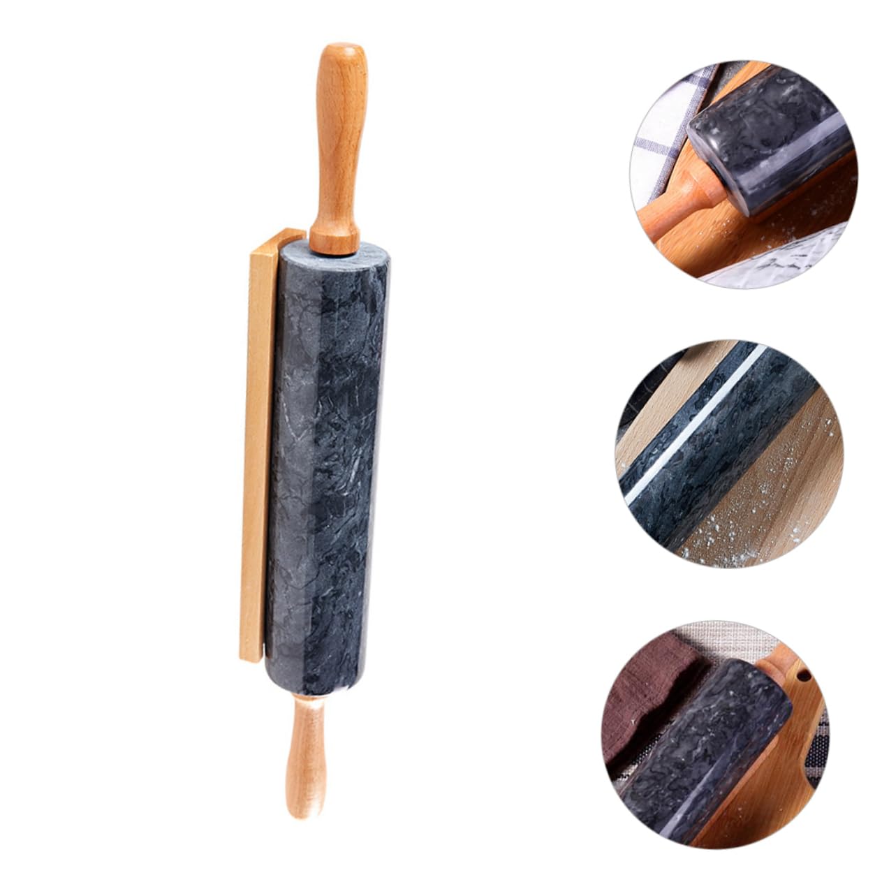 Alipis Rodillo De Mármol Mango De Madera Rodillo Para De Pizza Pasteles y Fondant Utensilio De Cocina Resistente y Decorativo