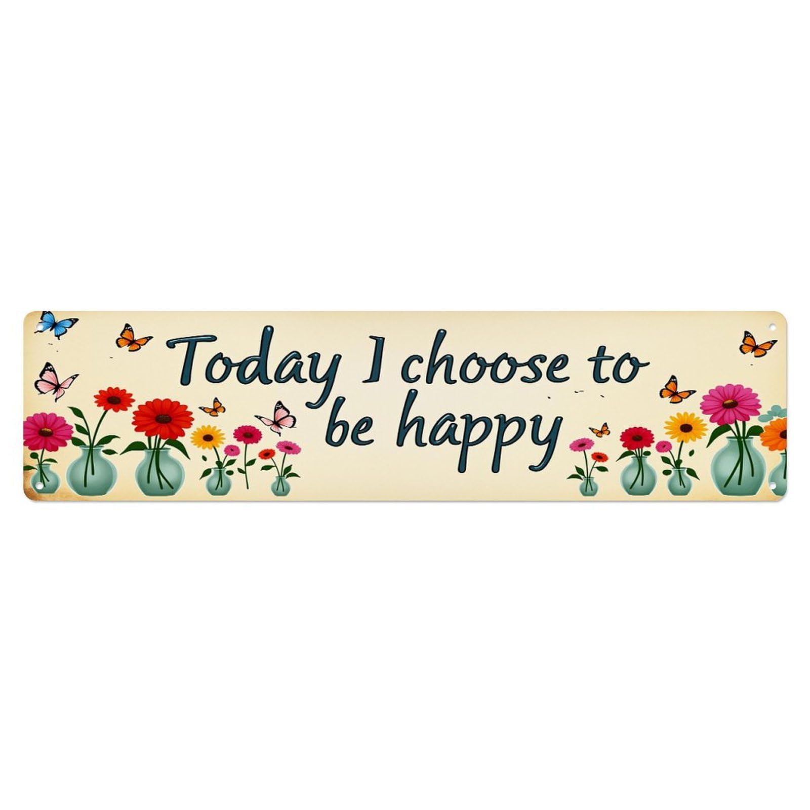 Flowers Butterflies Vases Text Background Metal Tin Sign Plaque