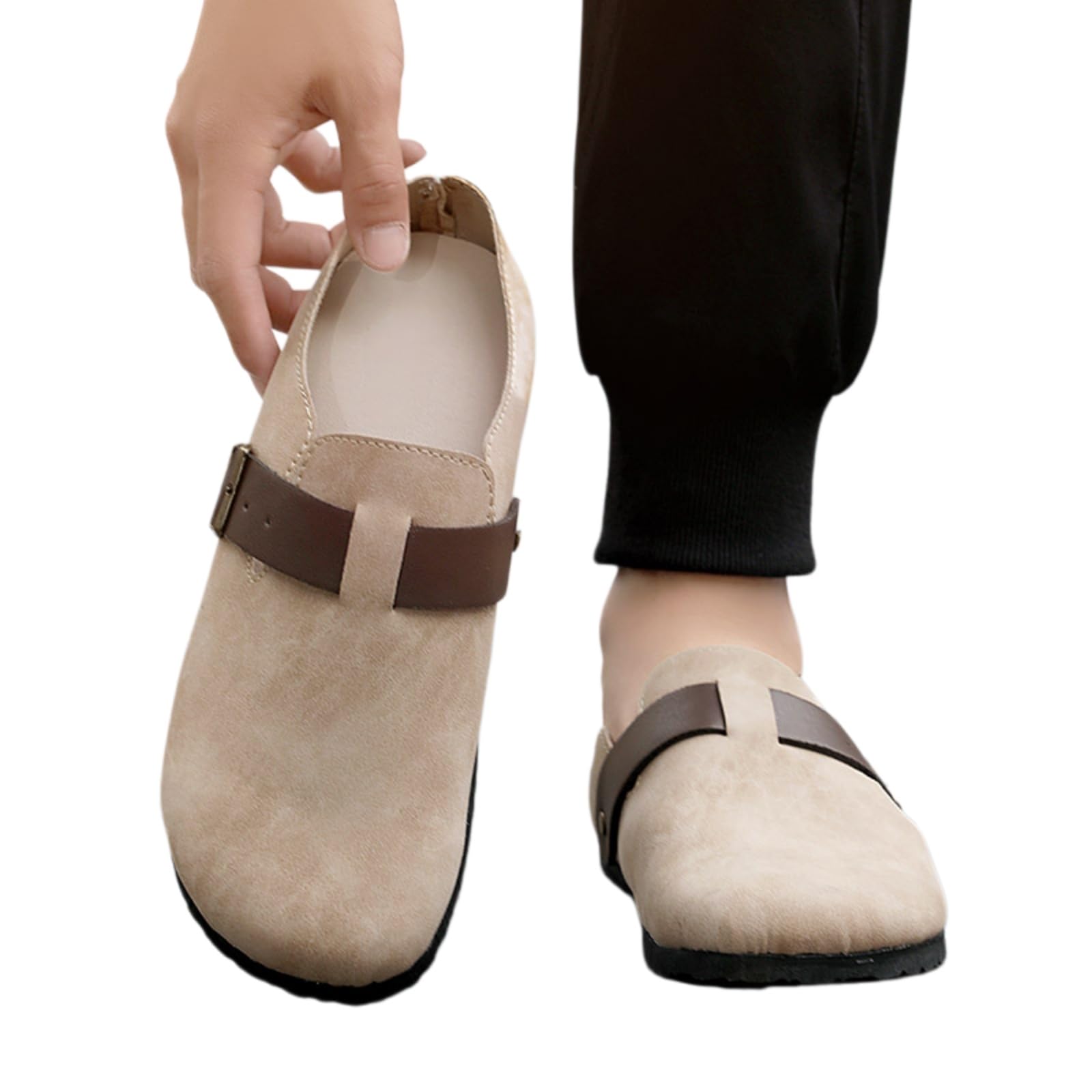 Pantofole Casual Uomini in Pelle, Comode Scarpe Leggere con Semplice Scivolo sullo Stile per attività All'aperto all'Interno
